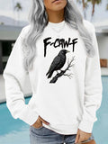 Gothic letter printed round neck hoodie