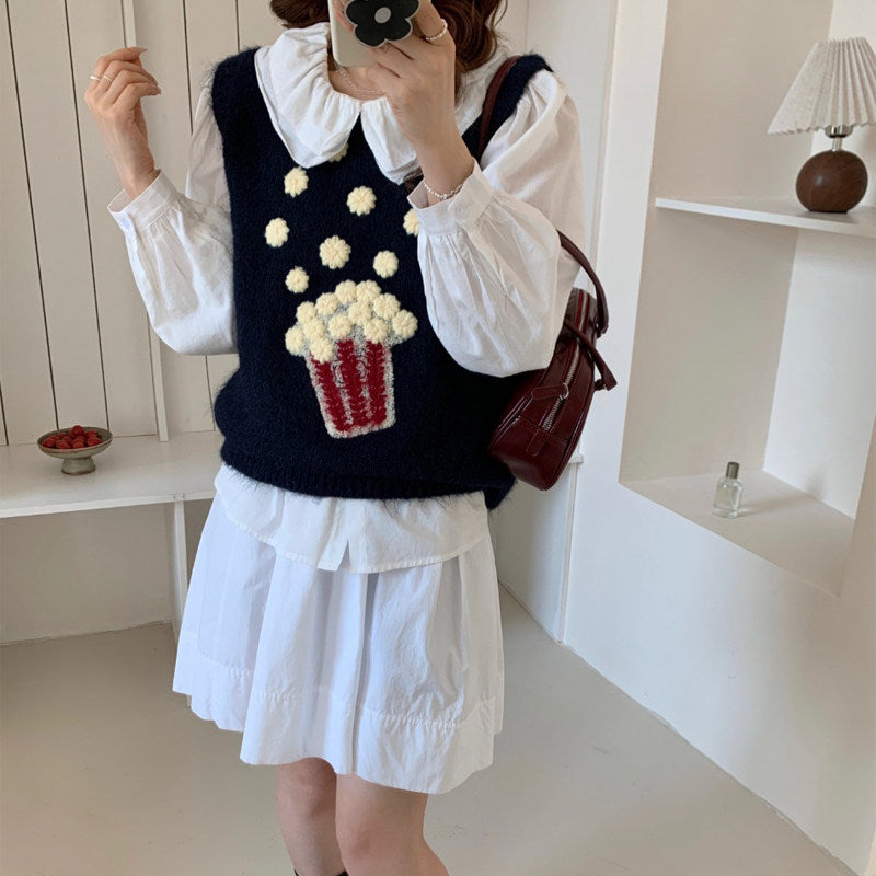 Colete de Malha Popcorn — Estilo Casual