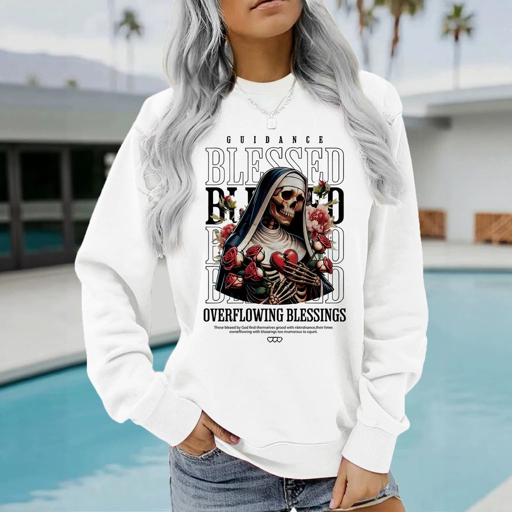 Sweatshirt Esqueleto e Flores — Estilo Dark