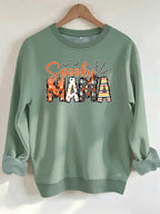 Spider print loose women's fleece hoodie