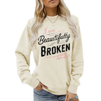 Letter pattern printed round neck hoodie