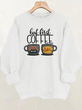 Coffee cup printed fleece hoodie