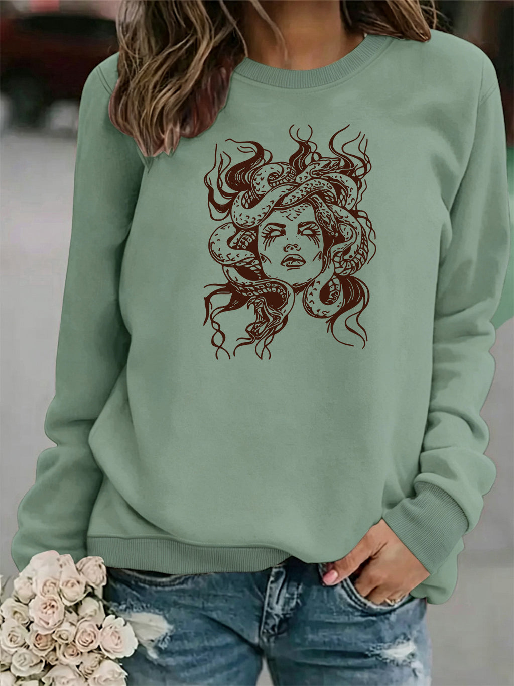 Sweatshirt Serpentina — Estampado Sinuoso (Modelo 2)