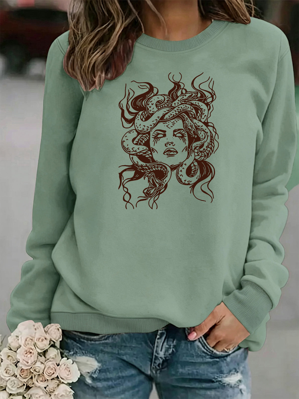 Sweatshirt Serpentina — Estampado Sinuoso (Modelo 2)