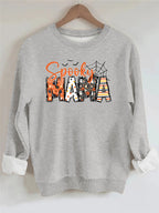 Spider print loose women's fleece hoodie