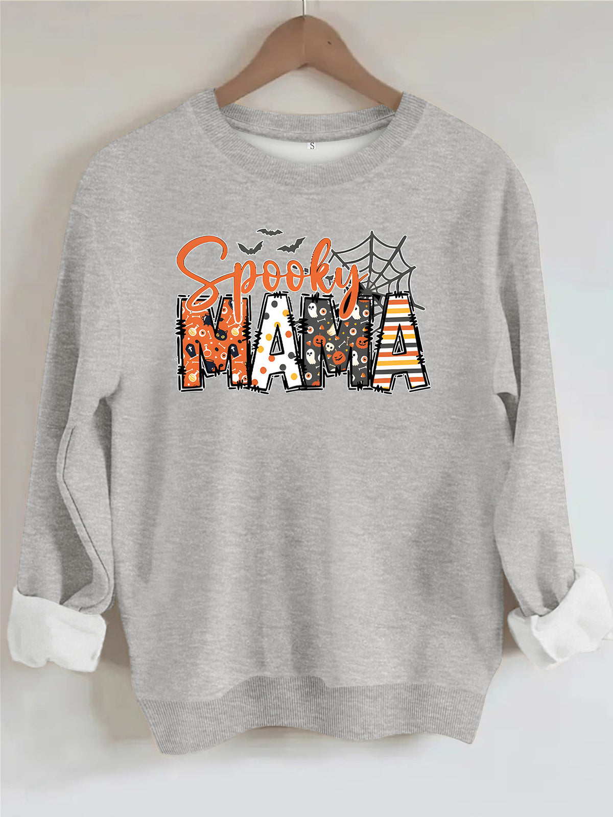 Spider print loose women's fleece hoodie