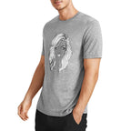 T-shirt Retrato Line Art — Mulher com Cabelo Ondulado